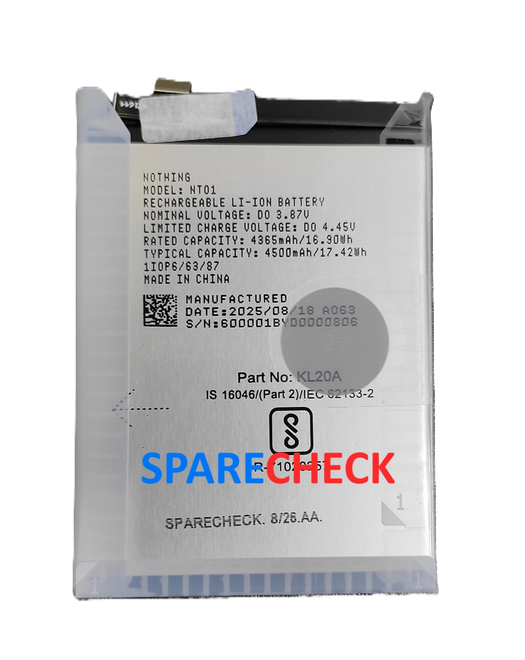 NOTHING 1 Battery | 100% Original Back Up