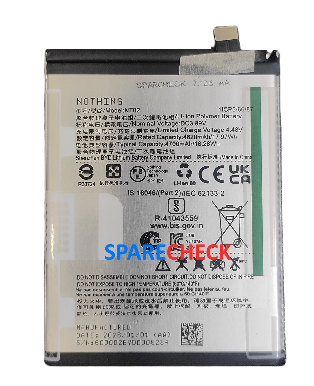 NOTHING 2 Battery | 100% Original Back Up